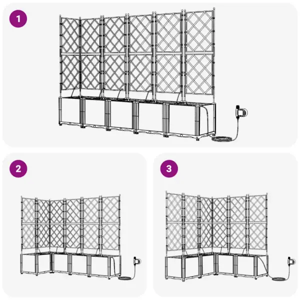 Aia istutuskastide komplekt toestiku ja kastmissüsteemiga, 5 tk, pruun teras, 120 x 120 x 142 cm – 8