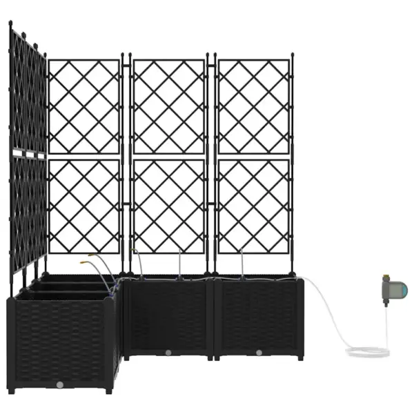 Aia istutuskastide komplekt trellise ja kastmissüsteemiga, 5 tk, must teras, 120 x 120 x 142 cm – 6