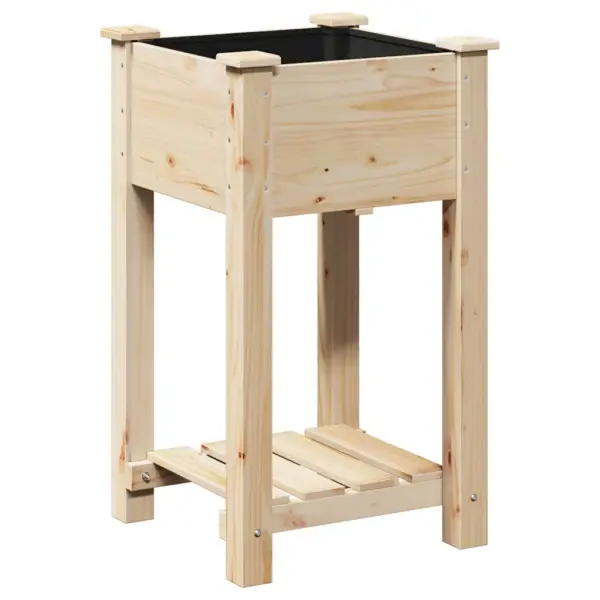 Aia istutusnõu riiuliga, beež tugevast kuusepuidust, 45 x 45 x 76,5 cm – 7