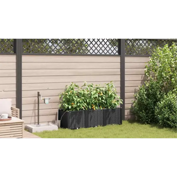 Aia istutuspotid kastmissüsteemiga, 3-osaline komplekt, must teras, 120 x 40 x 37,5 cm – 4