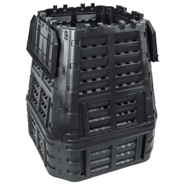 Ilmastikukindel aia komposter tilkniisutussüsteemiga, must, 740 l – 2