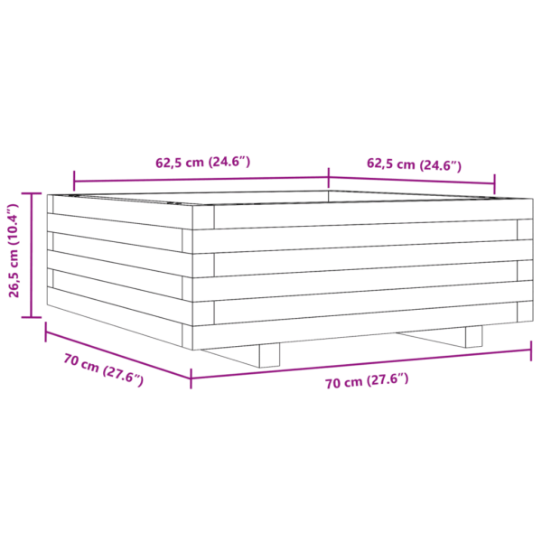 Aia taimekast survetöötlusega immutatud männipuidust, pruun, 70 x 70 x 26,5 cm – 10
