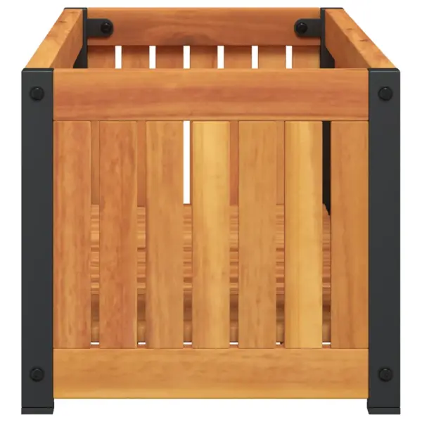 Aia taimekast akaatsiapuidust ja terasest, pruun, 80 x 30 x 27,5 cm – 5