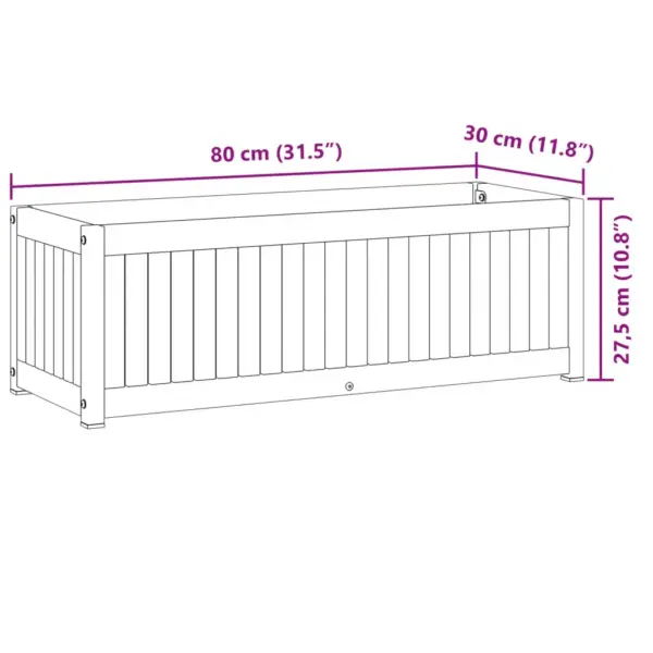 Aia taimekast akaatsiapuidust ja terasest, pruun, 80 x 30 x 27,5 cm – 9