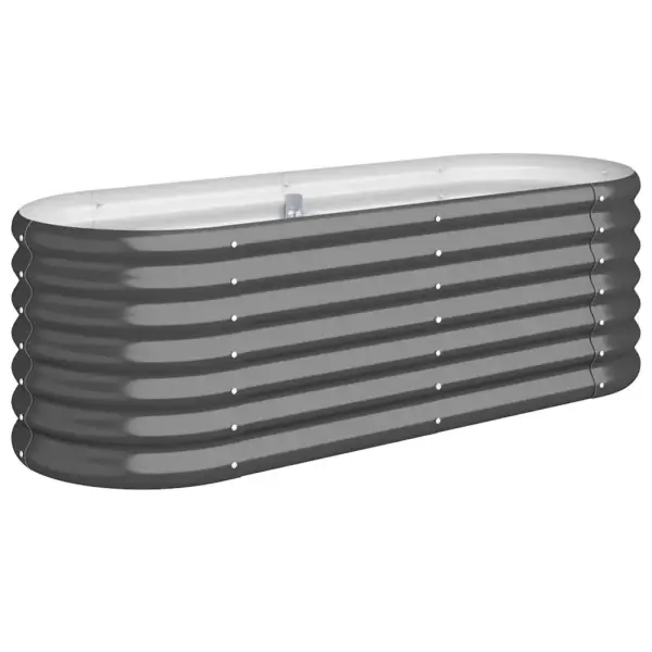 Ovaalne aia taimekast galvaniseeritud terasest, antratsiithall, 114 x 40 x 36 cm – 2