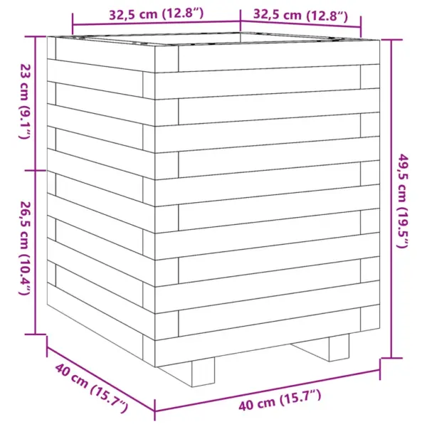 Aia taimekast immutatud männipuidust, pruun, 40 x 40 x 49,5 cm – 10