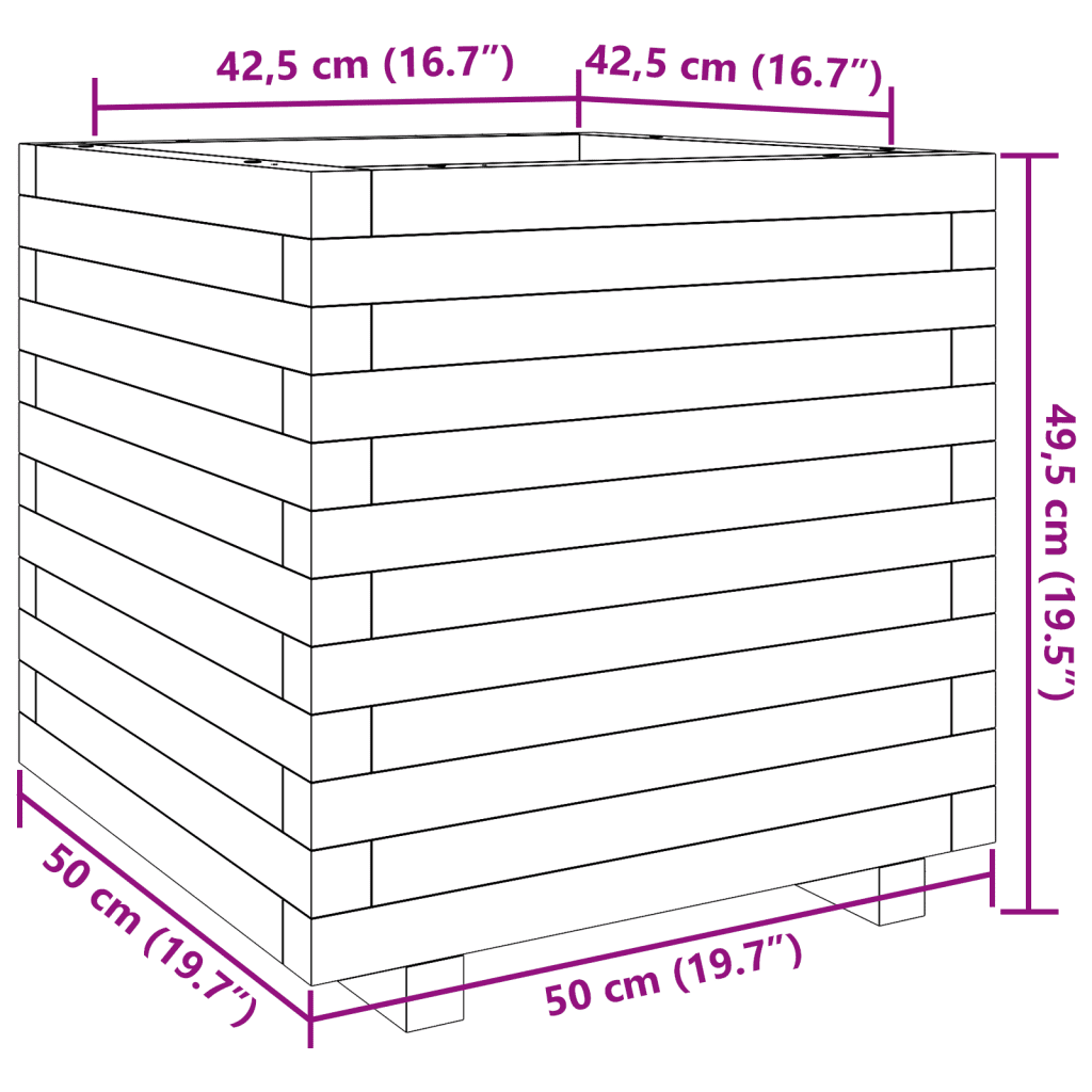 Aia taimekast survetöötlusega immutatud männipuidust, 50 x 50 x 49,5 cm