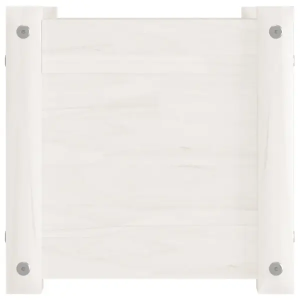 Aia taimekast äravooluga, valge männipuidust, 31 x 31 x 31 cm – 5