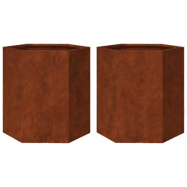 Aia taimekastid, kuusnurkne, ilmastikukindel teras, pruun, 2 tk, 46 x 40 x 45 cm – 2