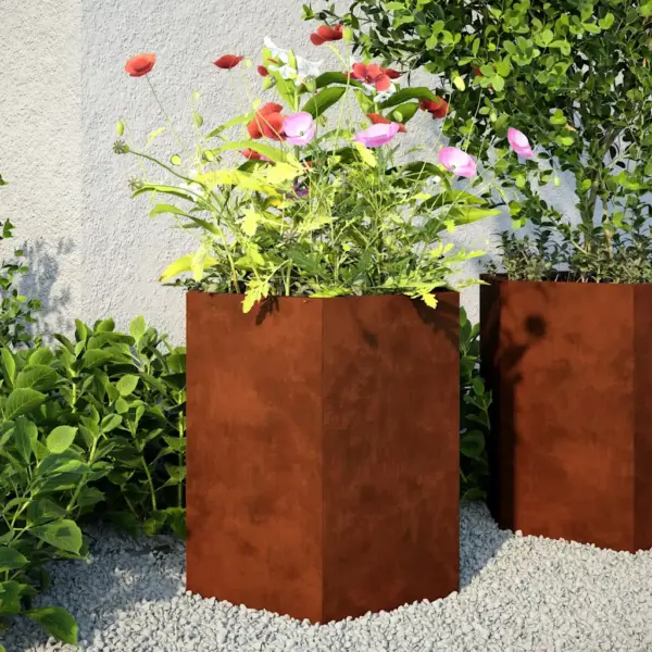 Aia taimekastid, kuusnurkne, ilmastikukindel teras, pruun, 2 tk, 46 x 40 x 45 cm – 3