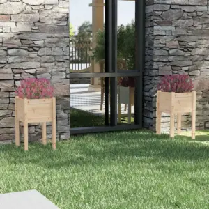 Aia taimekastid jalgadel, 2 tk, töötlemata männipuit, 40 x 40 x 70 cm