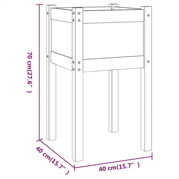 Aia taimekastid jalgadel, 2 tk, töötlemata männipuit, 40 x 40 x 70 cm – 8