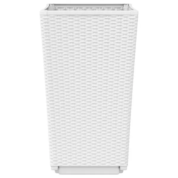 Kõrged aia taimekastid rotangiviimistlusega, 2 tk, valge, 32,5 x 32,5 x 57 cm, PP – 6