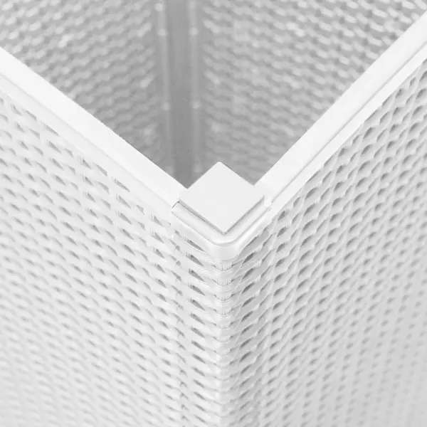 Kõrged aia taimekastid rotangiviimistlusega, 2 tk, valge, 32,5 x 32,5 x 57 cm, PP – 8