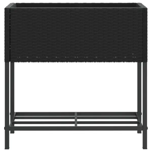 Aia taimekastid riiuliga, 2 tk, must polürotang ja terasraam, 70 x 28 x 70 cm – 6