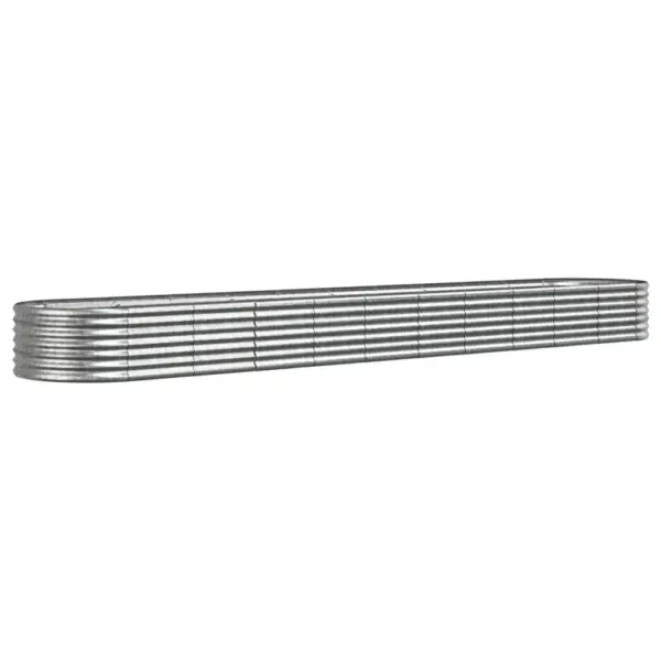Ovaalne aia taimelava, galvaniseeritud teras, hõbedane, 440 x 80 x 36 cm – 2