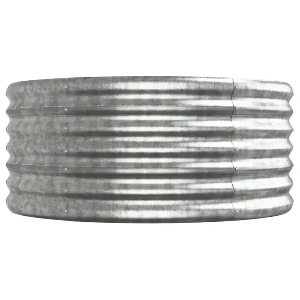 Ovaalne aia taimelava, galvaniseeritud teras, hõbedane, 440 x 80 x 36 cm – 4