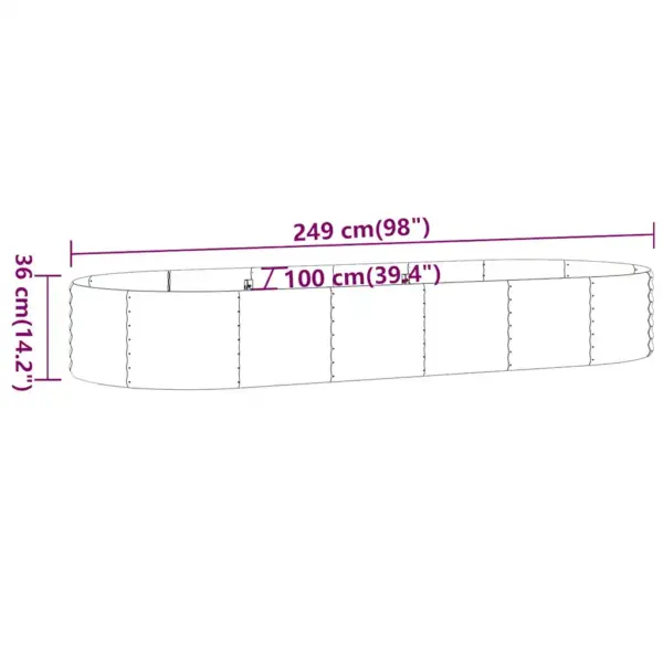 Ovaalne aia taimelava, galvaniseeritud teras, antratsiithall, 249 x 100 x 36 cm – 6