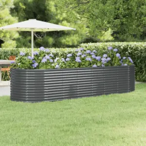Aia galvaniseeritud terasest ovaalne taimelava, antratsiithall, 322 x 100 x 68 cm
