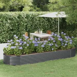 Ovaalne aia taimelava galvaniseeritud terasest, antratsiithall, 322 x 100 x 36 cm