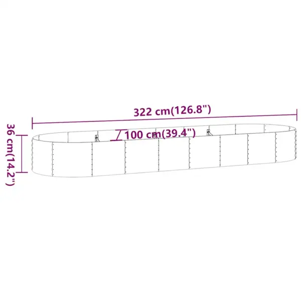 Ovaalne aia taimelava galvaniseeritud terasest, antratsiithall, 322 x 100 x 36 cm – 6