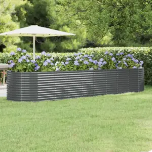 Ovaalne aia taimelava, galvaniseeritud teras, antratsiithall, 396 x 100 x 68 cm