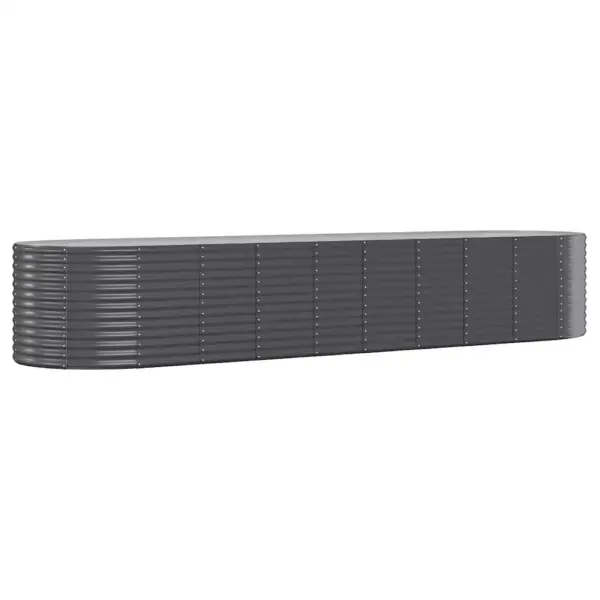 Ovaalne aia taimelava, galvaniseeritud teras, antratsiithall, 396 x 100 x 68 cm – 2