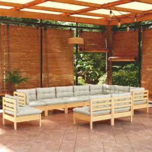 10-osaline männipuidust aiadiivanikomplekt kreemjate patjadega