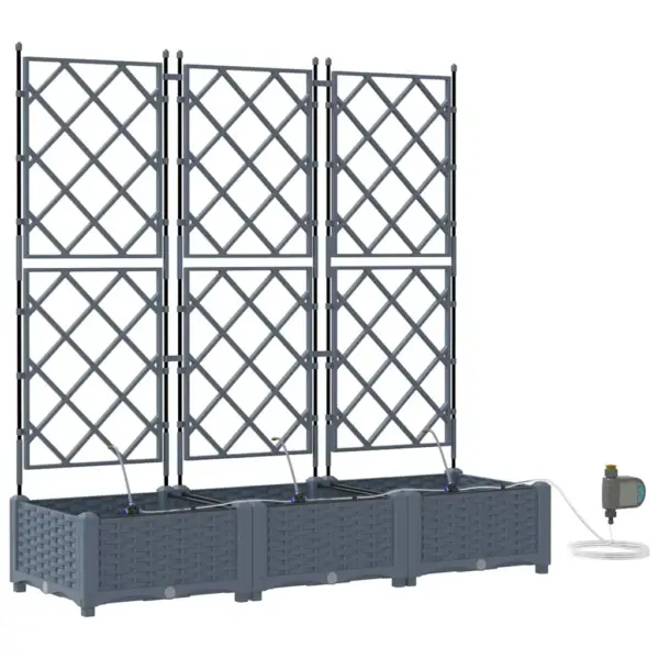 3-osaline aiakast trelliste ja kastmissüsteemiga, helehall teras, 120 x 40 x 126 cm – 2