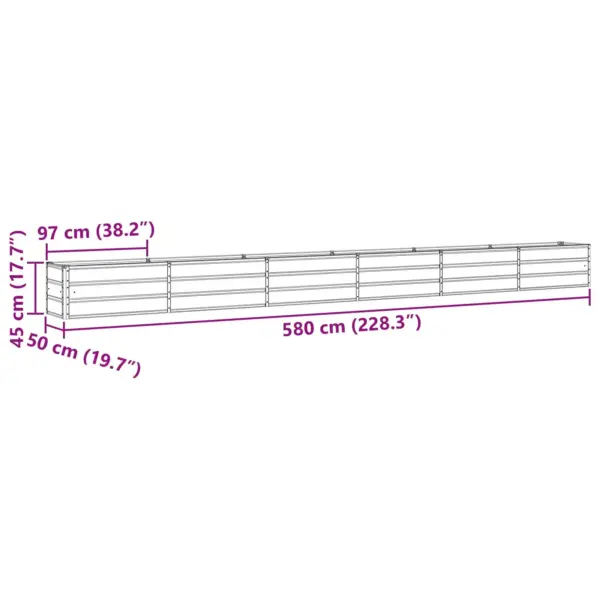 Kuumtsingitud terasest aiataimekast, pastellroheline, 580 x 50 x 45 cm – 7