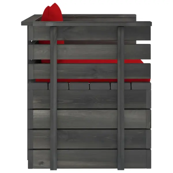 Aiatugitool kaubaalustest punaste patjadega, männipuit, 70 x 65 x 71,5 cm – 4