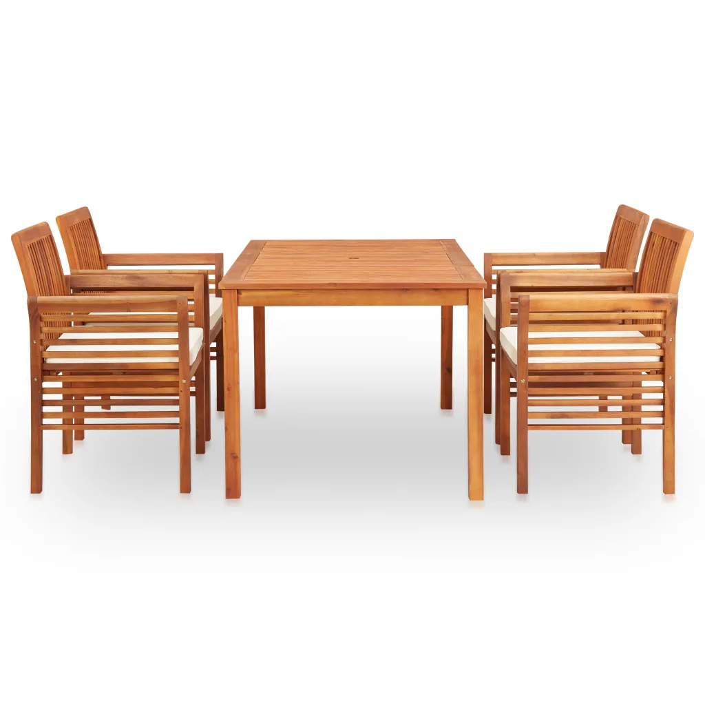 5-osaline akaatsiapuidust aiamööbli komplekt patjadega, laud 150 x 90 cm