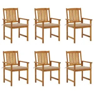 Ilmastikukindlad akaatsiapuidust aiatoolid beežide patjadega, 6 tk