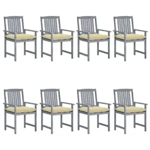 Hallid akaatsiapuidust aiatoolid istmepatjadega, 8 tk