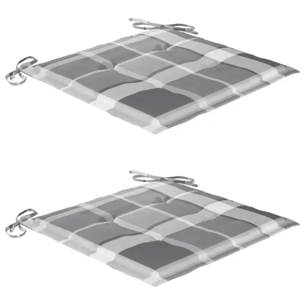 Kahekohaline aiatool integreeritud lauaga istmepatjadega, akaatsiapuit, hall ruuduline, 159 x 61 x 92 cm – 6