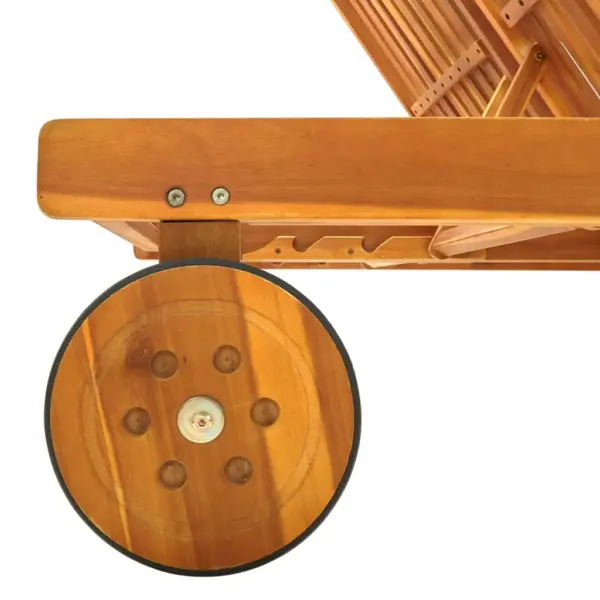 Kahekohaline akaatsiapuidust päevitustool hallide patjadega, 200 x 123 cm – 4