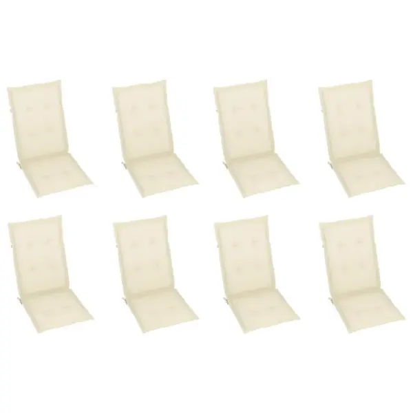 Reguleeritavad kokkupandavad akaatsiapuidust aiatoolid patjadega, 8 tk, kreemjas – 6