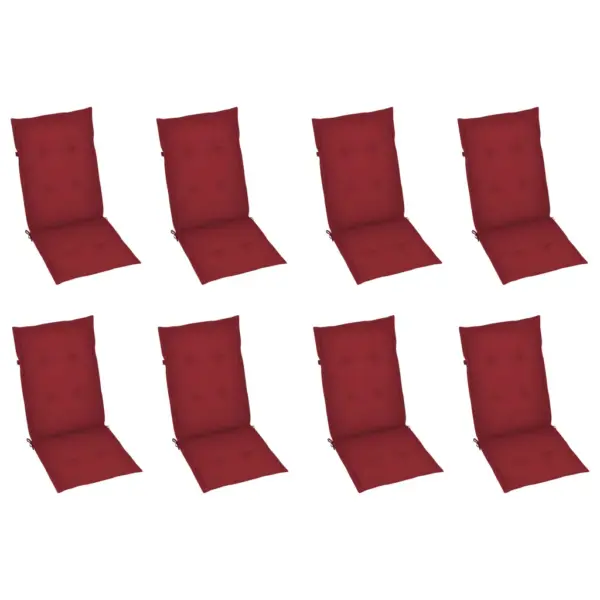 Kokkupandavad akaatsiapuidust aiatoolid patjadega, 8 tk, veinipunane, reguleeritava seljatoega – 6