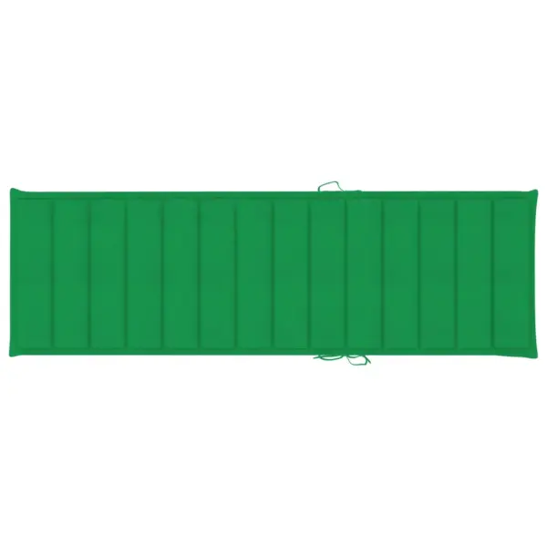 Reguleeritav akaatsiapuidust päevitustool rataste ja rohelise istmepadjaga, 200 cm – 9