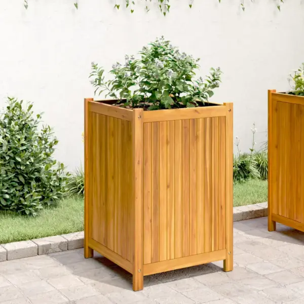 Akaatsiapuidust taimekast lausriidest kotiga, pruun, 50 x 50 x 75 cm – 3
