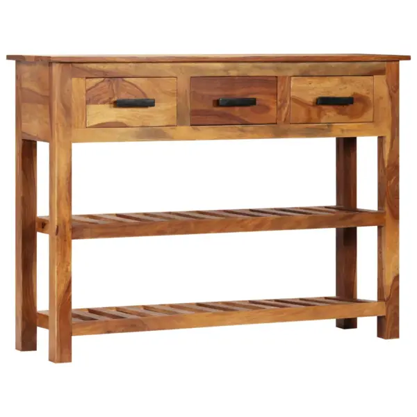 Pruun puhvetkapp 3 sahtli ja 2 riiuliga, akaatsiapuit ja tehispuit, 110 x 30 x 80 cm – 12