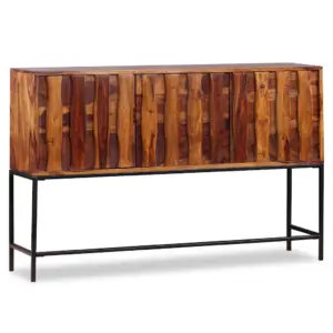 Akaatsiapuidust puhvetkapp sepistatud rauast jalgadel, pruun, 120 x 30 x 80 cm