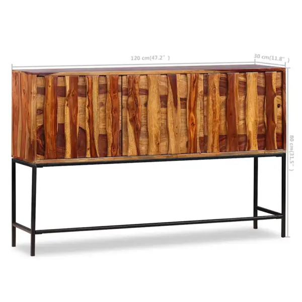 Akaatsiapuidust puhvetkapp sepistatud rauast jalgadel, pruun, 120 x 30 x 80 cm - 12