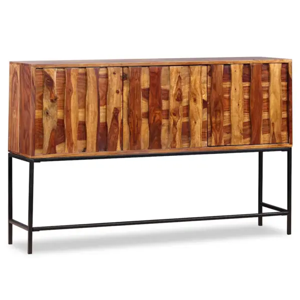 Akaatsiapuidust puhvetkapp sepistatud rauast jalgadel, pruun, 120 x 30 x 80 cm - 3