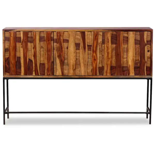 Akaatsiapuidust puhvetkapp sepistatud rauast jalgadel, pruun, 120 x 30 x 80 cm - 6
