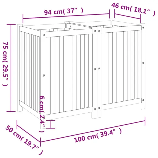 Akaatsiapuidust taimekast lausriidest kotiga, 100 x 50 x 75 cm – 9