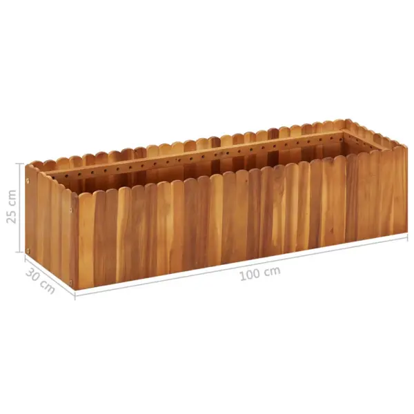 Akaatsiapuidust taimelava liistpõhjaga, naturaalne, 100 x 30 x 25 cm – 6