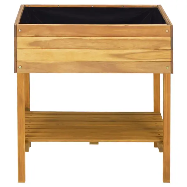 Tõstetud akaatsiapuidust taimekast riiuli ja PVC-kilega, 78,5 x 58,5 x 78,5 cm – 3