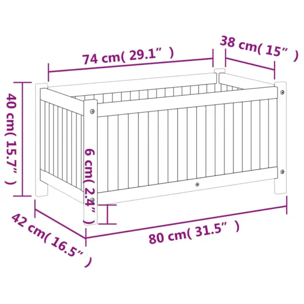 Akaatsiapuidust voodriga taimekast, 80 x 42 x 40 cm – 9