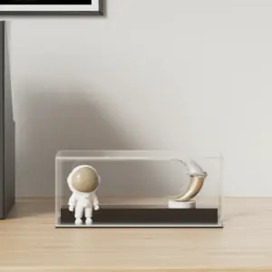 Akrüülist vitriinkast kollektsioonidele, läbipaistev musta põhjaga, 19,5 x 8,5 x 8,5 cm